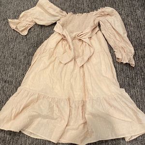 Cream off the shoulders dress